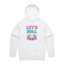 Load image into Gallery viewer, Stay cosy and chic with our 'Let's Roll' women's relaxed fit hoodie. This fashionable oversize hoodie combines comfort and modern style, perfect for effortless layering. Embrace the laid-back vibe in this trendy hoodie, designed for a relaxed fit and casual coolness.