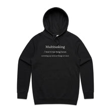 Load image into Gallery viewer, Explore our women's relaxed fit hoodie with the witty message 'Multitasking - Screwing Up Several Things at Once.' This modern, fashionable oversized hoodie offers the perfect blend of comfort and style. Ideal for those who love relaxed fit and chic, contemporary fashion.