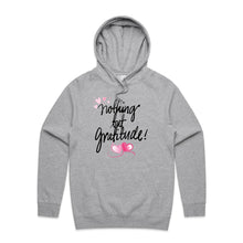 Load image into Gallery viewer, Stay stylish and comfortable in our fashionable oversized women's hoodie featuring the message 'Nothing but Gratitude.' This modern, relaxed fit hoodie is perfect for casual wear, blending cosy comfort with chic style. A must-have for those who love trendy, oversized hoodies.