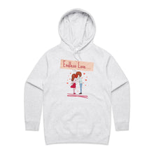 Load image into Gallery viewer, Discover the perfect blend of comfort and style with our 'Endless Love' hoodie. This casual street style piece from our premium women's hoodie collection features a chic design and high-quality fabric. Elevate your wardrobe with this fashionable, urban hoodie—ideal for a trendy, relaxed look.