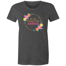Load image into Gallery viewer, Discover our motivational t-shirt featuring the uplifting quote 'Do All Things with Kindness.' Perfect for spreading positivity, this stylish piece is ideal for anyone who loves affirmations and inspirational messages. Made with high-quality materials, it’s a must-have addition to your wardrobe.