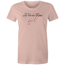 Load image into Gallery viewer, Discover our women's t-shirt featuring the uplifting message 'La Vie en Rose.' This empowering tee brings positive vibes with its inspirational message, perfect for those who love affirmation t-shirts and motivational slogans. Wear it to spread positivity and embrace an optimistic outlook.