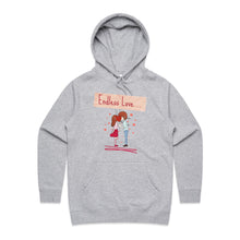 Load image into Gallery viewer, Discover the perfect blend of comfort and style with our 'Endless Love' hoodie. This casual street style piece from our premium women's hoodie collection features a chic design and high-quality fabric. Elevate your wardrobe with this fashionable, urban hoodie—ideal for a trendy, relaxed look.