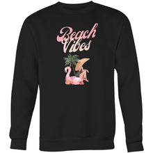 Load image into Gallery viewer, Keep the essence of summer alive year-round with our 'Beach Vibes' relaxed fit sweatshirt. This oversized sweatshirt is the epitome of comfort and warmth. Soft, cosy, and capturing the laid-back essence of seaside life in every thread, it's perfect for those who cherish the spirit of seaside serenity on even the chilliest days.