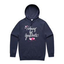 Load image into Gallery viewer, Stay stylish and comfortable in our fashionable oversized women's hoodie featuring the message 'Nothing but Gratitude.' This modern, relaxed fit hoodie is perfect for casual wear, blending cosy comfort with chic style. A must-have for those who love trendy, oversized hoodies.