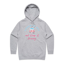 Load image into Gallery viewer, Embrace casual chic with our women's fit hoodie, featuring the fun slogan 'Laugh it Off and Keep It Moving.' Part of our premium women's hoodie collection, this piece is perfect for anyone seeking stylish ladies hoodies that combine designer quality with fashionable street style.