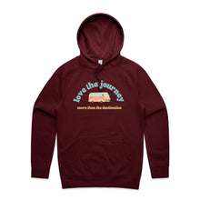 Load image into Gallery viewer, Cosy up in style with our women's relaxed fit hoodie featuring the inspiring message, 'Love the Journey, More Than the Destination.' This fashionable oversized hoodie offers a modern look with a comfortable fit, perfect for staying chic and motivated on any adventure.