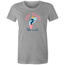 Load image into Gallery viewer, Embrace positivity with our 'Enjoy the Ride inspirational t-shirt. This inspirational graphic tee spreads positive vibes with its motivational message. Perfect for those who love uplifting t-shirts, it’s a stylish reminder to live in the moment and enjoy life’s journey.