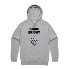 Load image into Gallery viewer, Step into comfort and style with our women's relaxed fit hoodie featuring the uplifting message 'Shine Bright Like a Diamond.' This fashionable oversized hoodie combines a modern look with a cosy, relaxed fit, making it a must-have addition to your casual wardrobe. Elevate your everyday style effortlessly.