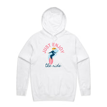 Load image into Gallery viewer, Stay stylish and comfortable with our 'Just Enjoy the Ride' women's hoodie. This relaxed-fit, fashionable, oversized hoodie is perfect for casual streetwear. Ideal for anyone who loves hoodies that combine comfort, style, and an empowering message to enjoy life’s journey.