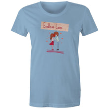 Load image into Gallery viewer, Celebrate timeless romance with our 'Endless Love' retro t-shirt. This iconic graphic tee is perfect for hopeless romantics, offering a sweet reminder that true love is eternal. Shop the best retro tees for women and add a touch of vintage charm to your wardrobe.