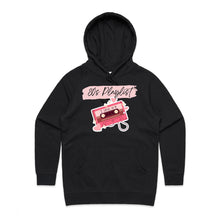 Load image into Gallery viewer, Discover our high-quality, premium women's pocket hoodie with the retro design - '80's Playlist'. Perfect for casual street style, this hoodie brings back the nostalgia of crafting the perfect mixtape on a cassette. Stay cosy and stylish with this must-have addition to your wardrobe.