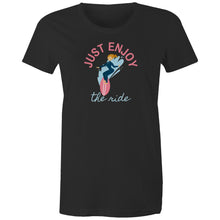Load image into Gallery viewer, Elevate your style and mindset with our 'Enjoy the Ride' organic t-shirt, crafted from premium organic cotton. Embrace eco-friendly fashion, while the message reminds you to savour every moment of life’s journey. Sustainable, comfortable, and stylish—perfect for conscious living.
