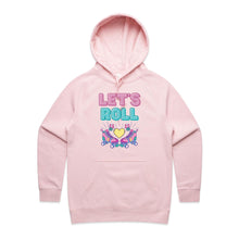 Load image into Gallery viewer, Elevate your casual street style with our 'Let's Roll' women's fit hoodie. Part of our premium women's hoodie collection, this chic, high-quality piece offers a stylish, designer look. Stay on-trend with one of the latest women's hoodie styles, perfect for effortless fashion-forward comfort.