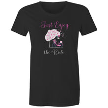 Load image into Gallery viewer, Discover our 'Enjoy the Ride' affirmation t-shirt, an inspirational graphic tee that spreads positive vibes wherever you go. Perfect for those who embrace life’s journey, this motivational t-shirt features a bold message to inspire yourself and others. Shop now for uplifting, positive quotes!