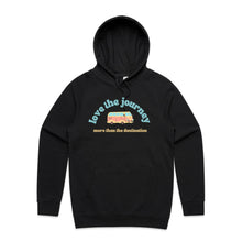 Load image into Gallery viewer, Cosy up in style with our women's relaxed fit hoodie featuring the inspiring message, 'Love the Journey, More Than the Destination.' This fashionable oversized hoodie offers a modern look with a comfortable fit, perfect for staying chic and motivated on any adventure.