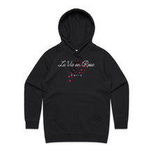 Load image into Gallery viewer, Discover our women's regular fit hoodie featuring the inspiring message 'La Vie en Rose.' Perfect for casual street style, this high-quality, fashionable hoodie adds a touch of elegance to your wardrobe. Part of our premium women's collection, it's ideal for those who love stylish urban hoodie styles.