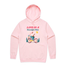 Load image into Gallery viewer, Embrace comfort and style with our fashionable oversized women's hoodie, featuring a relaxed fit and the inspiring slogan 'Life is a beautiful ride.' Perfect for a modern look, this premium hoodie offers cosy vibes while keeping you effortlessly chic. Shop now for your go-to casual staple!