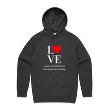 Load image into Gallery viewer, Discover our women's relaxed fit hoodie with a heartwarming "Love" message, perfect for those seeking fashionable oversized hoodies. This modern hoodie combines comfort and style, offering a cosy yet chic look for any casual occasion. Stay trendy in this must-have relaxed fit design.
