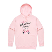 Load image into Gallery viewer, Explore in style with our 'Adventure Awaits' hoodie, the perfect blend of cosy unisex apparel and fashionable streetwear. This modern oversized hoodie offers a relaxed fit, making it a must-have for any adventure. Elevate your look with this trendy hoodie, designed for everyone who loves comfort and style.