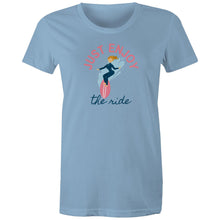 Load image into Gallery viewer, Embrace positivity with our 'Enjoy the Ride inspirational t-shirt. This inspirational graphic tee spreads positive vibes with its motivational message. Perfect for those who love uplifting t-shirts, it’s a stylish reminder to live in the moment and enjoy life’s journey.