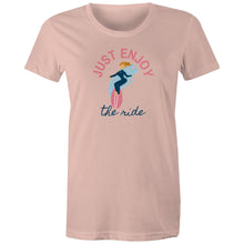 Load image into Gallery viewer, Embrace positivity with our 'Enjoy the Ride inspirational t-shirt. This inspirational graphic tee spreads positive vibes with its motivational message. Perfect for those who love uplifting t-shirts, it’s a stylish reminder to live in the moment and enjoy life’s journey.
