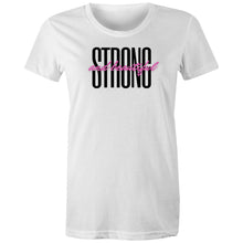 Load image into Gallery viewer, Discover our 'Strong and Beautiful' women's T-shirt, crafted from 100% organic cotton. This top-quality, eco-friendly shirt embodies sustainability with every wear. Embrace style and comfort with our premium organic cotton shirts, designed for those who value both strength and beauty in a sustainable choice.
