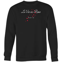 Load image into Gallery viewer, Stay cosy in our women's relaxed fit sweatshirt featuring the uplifting message 'La Vie en Rose.' This comfortable, oversized sweatshirt combines modern style with a relaxed fit, perfect for adding a touch of positivity to your wardrobe. Ideal for those who love stylish, laid-back fashion.