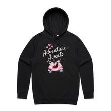 Load image into Gallery viewer, Explore in style with our 'Adventure Awaits' hoodie, the perfect blend of cosy unisex apparel and fashionable streetwear. This modern oversized hoodie offers a relaxed fit, making it a must-have for any adventure. Elevate your look with this trendy hoodie, designed for everyone who loves comfort and style.