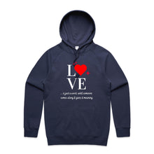Load image into Gallery viewer, Discover our women's relaxed fit hoodie with a heartwarming "Love" message, perfect for those seeking fashionable oversized hoodies. This modern hoodie combines comfort and style, offering a cosy yet chic look for any casual occasion. Stay trendy in this must-have relaxed fit design.