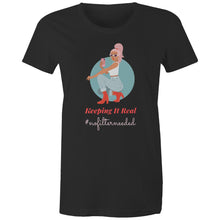 Load image into Gallery viewer, Step out confidently with our women's message t-shirt that proclaims 'Keeping it Real - #no filter needed.' This empowering quote t-shirt embodies authenticity and positive vibes. Perfect for those who value women's inspirational messages and self-expression. Get yours and keep it real!