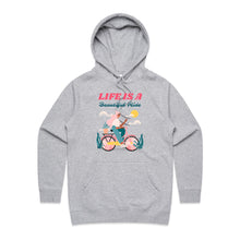Load image into Gallery viewer, Discover our chic and fashionable women's regular fit hoodie, featuring the uplifting slogan 'Life is a beautiful ride.' Perfect for casual street style, this high-quality designer hoodie blends comfort and style. Shop the latest trendy, premium women's hoodie collection for your go-to look!