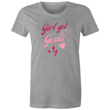 Load image into Gallery viewer, Wear your ambitions proudly with our 'Girl Got Goals' affirmation t-shirt. This motivational tee combines style with purpose, featuring an inspirational message to keep you focused. Shop now for empowering, positive quote t-shirts that inspire confidence and action every day!