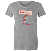 Load image into Gallery viewer, Celebrate timeless romance with our 'Endless Love' retro t-shirt. This iconic graphic tee is perfect for hopeless romantics, offering a sweet reminder that true love is eternal. Shop the best retro tees for women and add a touch of vintage charm to your wardrobe.