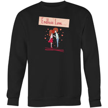 Load image into Gallery viewer, Discover our 'Endless Love' women's sweatshirt, blending comfort and style in a relaxed fit. This fashionable oversized sweatshirt, crafted from sustainable materials, offers a modern look perfect for any occasion. Elevate your casual wear with a comfortable, stylish, and eco-friendly choice.