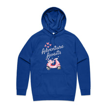 Load image into Gallery viewer, Explore in style with our 'Adventure Awaits' hoodie, the perfect blend of cosy unisex apparel and fashionable streetwear. This modern oversized hoodie offers a relaxed fit, making it a must-have for any adventure. Elevate your look with this trendy hoodie, designed for everyone who loves comfort and style.