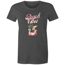 Load image into Gallery viewer, Embrace the essence of summer with our 'Beach Vibes' retro t-shirt for women. Crafted from soft, breathable fabric, this tee is perfect for sun-soaked days by the sea. Featuring a vibrant design that captures the spirit of the beach, it's ideal for anyone looking to add a splash of fun to their wardrobe.