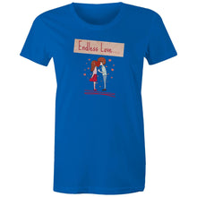 Load image into Gallery viewer, Celebrate timeless romance with our 'Endless Love' retro t-shirt. This iconic graphic tee is perfect for hopeless romantics, offering a sweet reminder that true love is eternal. Shop the best retro tees for women and add a touch of vintage charm to your wardrobe.