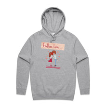 Load image into Gallery viewer, Wrap yourself in the warmth of our 'Endless Love' women's hoodie. This cosy, relaxed fit hoodie is the perfect blend of comfort and style, making it a must-have in fashionable oversized streetwear. Perfect for those who appreciate apparel with a retro twist!