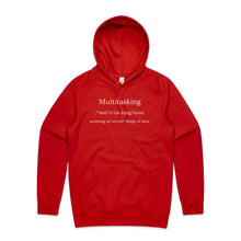 Load image into Gallery viewer, Explore our women's relaxed fit hoodie with the witty message 'Multitasking - Screwing Up Several Things at Once.' This modern, fashionable oversized hoodie offers the perfect blend of comfort and style. Ideal for those who love relaxed fit and chic, contemporary fashion.