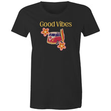 Load image into Gallery viewer, Spread positivity with our 'Good Vibes' 100% organic t-shirt. Crafted from eco-friendly, natural fibres, this sustainable tee is perfect for those who value organic cotton clothing. Feel good and do good with this stylish, comfortable, and environmentally conscious wardrobe essential.