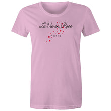 Load image into Gallery viewer, Discover our women's t-shirt featuring the uplifting message 'La Vie en Rose.' This empowering tee brings positive vibes with its inspirational message, perfect for those who love affirmation t-shirts and motivational slogans. Wear it to spread positivity and embrace an optimistic outlook.