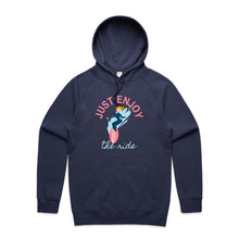 Load image into Gallery viewer, Stay stylish and comfortable with our 'Just Enjoy the Ride' women's hoodie. This relaxed-fit, fashionable, oversized hoodie is perfect for casual streetwear. Ideal for anyone who loves hoodies that combine comfort, style, and an empowering message to enjoy life’s journey.