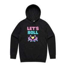 Load image into Gallery viewer, Stay cosy and chic with our 'Let's Roll' women's relaxed fit hoodie. This fashionable oversize hoodie combines comfort and modern style, perfect for effortless layering. Embrace the laid-back vibe in this trendy hoodie, designed for a relaxed fit and casual coolness.
