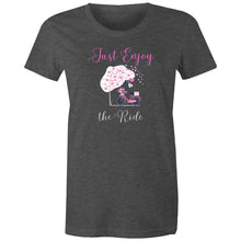 Load image into Gallery viewer, Discover our 'Enjoy the Ride' affirmation t-shirt, an inspirational graphic tee that spreads positive vibes wherever you go. Perfect for those who embrace life’s journey, this motivational t-shirt features a bold message to inspire yourself and others. Shop now for uplifting, positive quotes!