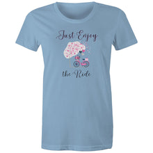 Load image into Gallery viewer, Discover our 'Enjoy the Ride' affirmation t-shirt, an inspirational graphic tee that spreads positive vibes wherever you go. Perfect for those who embrace life’s journey, this motivational t-shirt features a bold message to inspire yourself and others. Shop now for uplifting, positive quotes!