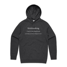 Load image into Gallery viewer, Explore our women's relaxed fit hoodie with the witty message 'Multitasking - Screwing Up Several Things at Once.' This modern, fashionable oversized hoodie offers the perfect blend of comfort and style. Ideal for those who love relaxed fit and chic, contemporary fashion.