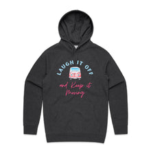 Load image into Gallery viewer, Discover our women's relaxed fit hoodie featuring the empowering slogan 'Laugh it Off and Keep It Moving.' Perfect for casual outings, this modern oversize hoodie blends comfort with style, making it a must-have for anyone who loves fashionable oversize hoodies.