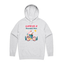 Load image into Gallery viewer, Embrace comfort and style with our fashionable oversized women's hoodie, featuring a relaxed fit and the inspiring slogan 'Life is a beautiful ride.' Perfect for a modern look, this premium hoodie offers cosy vibes while keeping you effortlessly chic. Shop now for your go-to casual staple!