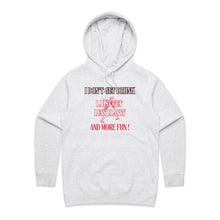 Load image into Gallery viewer, Discover our Women's Regular Fit Hoodie with the fun message, 'I Don't Get Drunk, I Just Get Less Classy and More Fun.' This high-quality, fashionable hoodie is part of our premium women's hoodie collection. Perfect for casual street style and urban looks, it’s exclusive, stylish, and effortlessly cool.